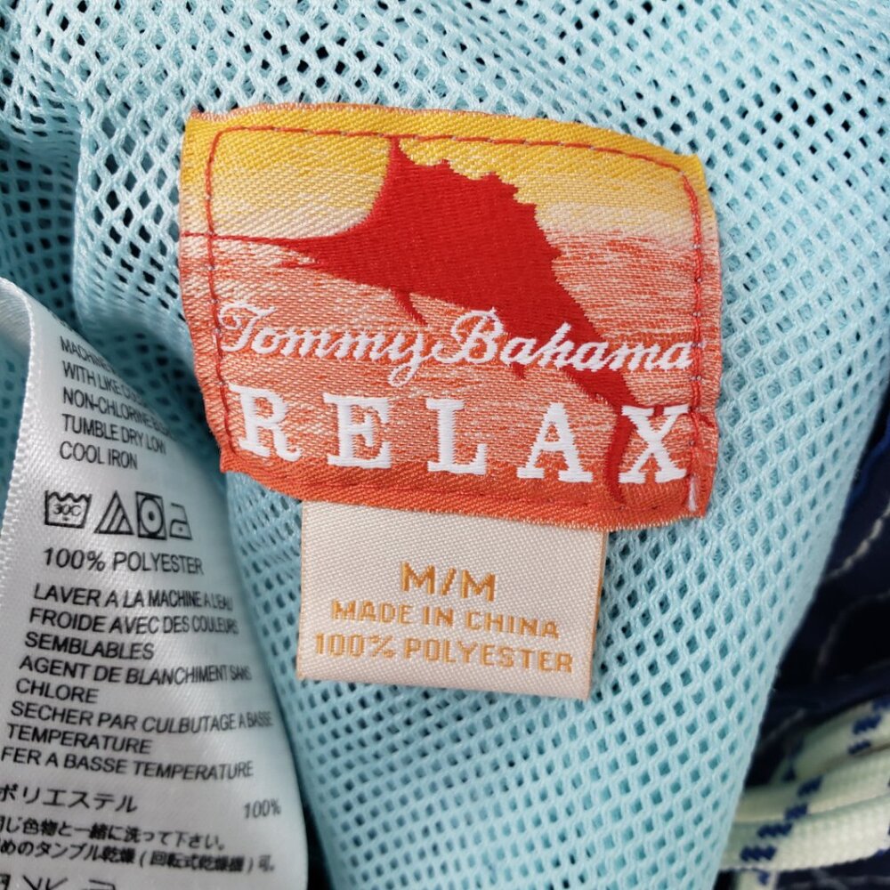 Tommy Bahama‎ Relax Mens Swim Trunks Shorts M Cargo Pocket Navy Blue White - Picture 3 of 8